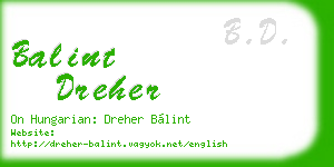 balint dreher business card